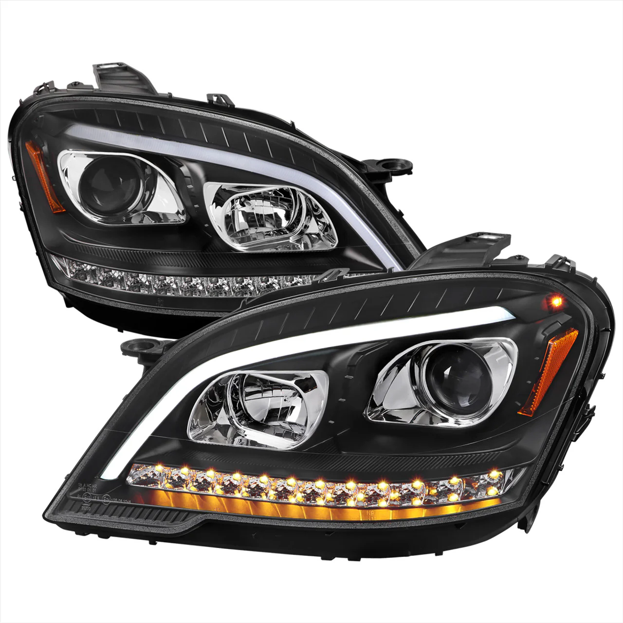 Spec-D Projector Headlights Mercedes W164 ML 350 / ML 550 / ML 63 (09-11) ML 320 / ML 450 (2009) w/ LED Sequetial Turn Signal Smoked or Clear Lens - Image 4