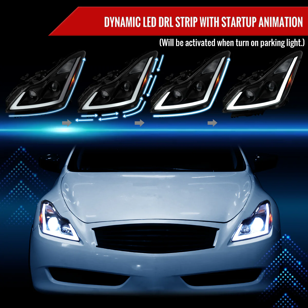 Spec-D Projector LED Headlights Infiniti G37 Coupe / Q60 Coupe (08-15) Dual or Triple Full LED w/ Clear or Smoke Lens - Image 17