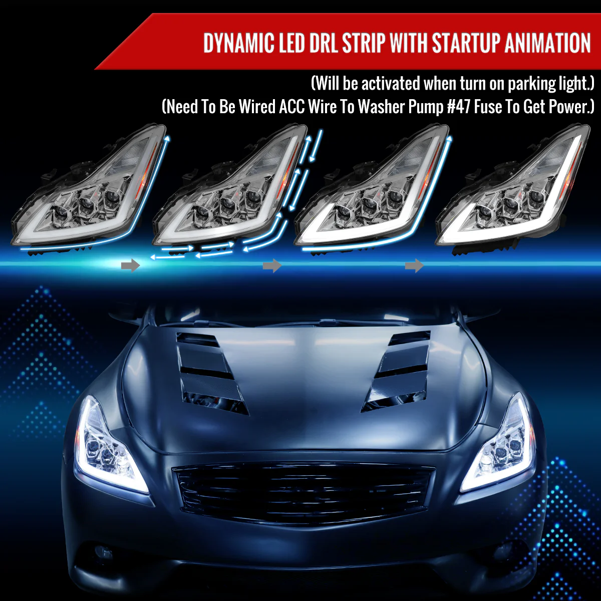 Spec-D Projector LED Headlights Infiniti G37 Coupe / Q60 Coupe (08-15) Dual or Triple Full LED w/ Clear or Smoke Lens - Image 41