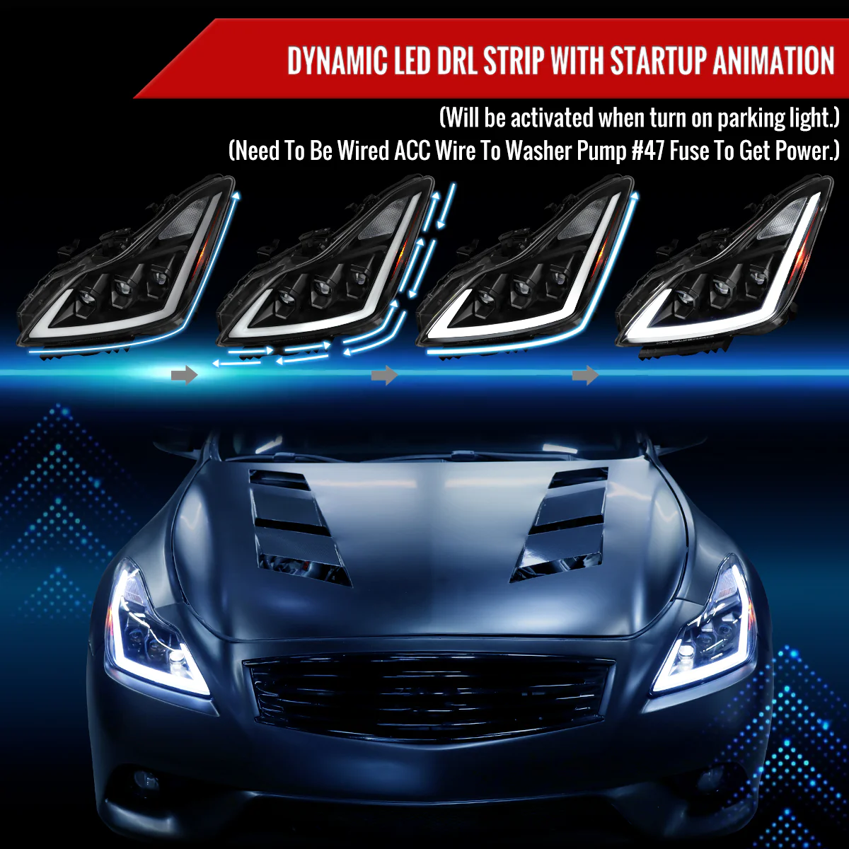 Spec-D Projector LED Headlights Infiniti G37 Coupe / Q60 Coupe (08-15) Dual or Triple Full LED w/ Clear or Smoke Lens - Image 59