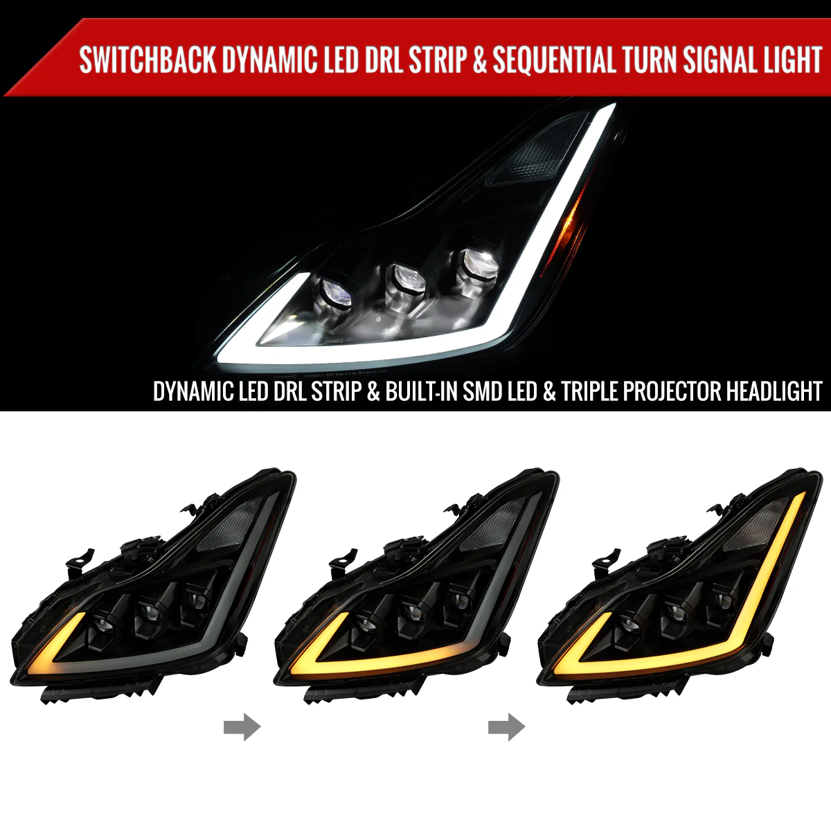 Spec-D Projector LED Headlights Infiniti G37 Coupe / Q60 Coupe (08-15) Dual or Triple Full LED w/ Clear or Smoke Lens - Image 68