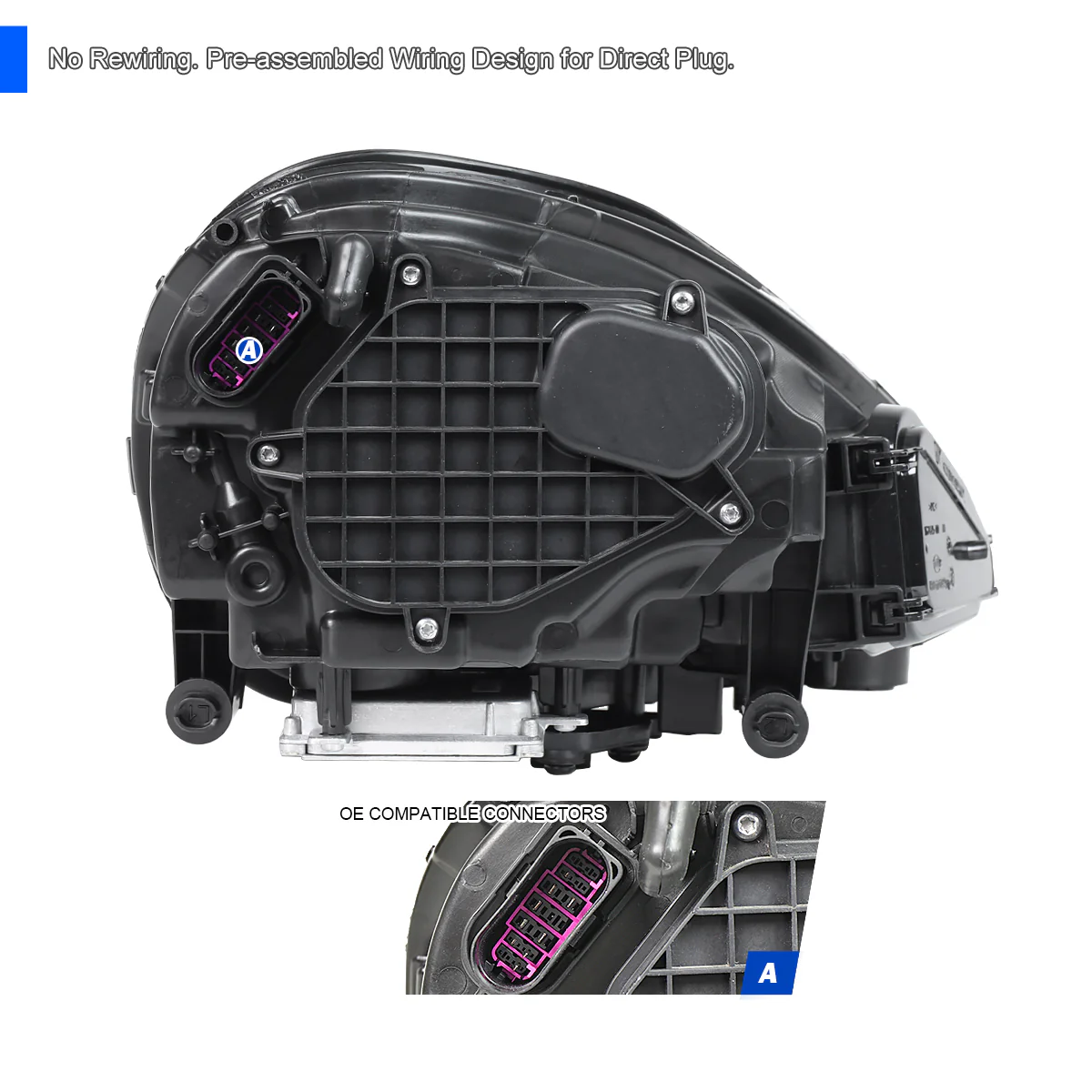 Spec-D Projector Headlights Porsche Cayenne (08-23) 957 & 958 LED Matrix or Quad LED Bar Style - Black - Image 14