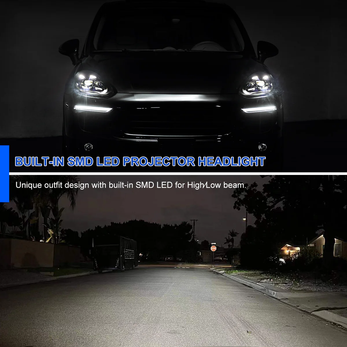 Spec-D Projector Headlights Porsche Cayenne (08-23) 957 & 958 LED Matrix or Quad LED Bar Style - Black - Image 20