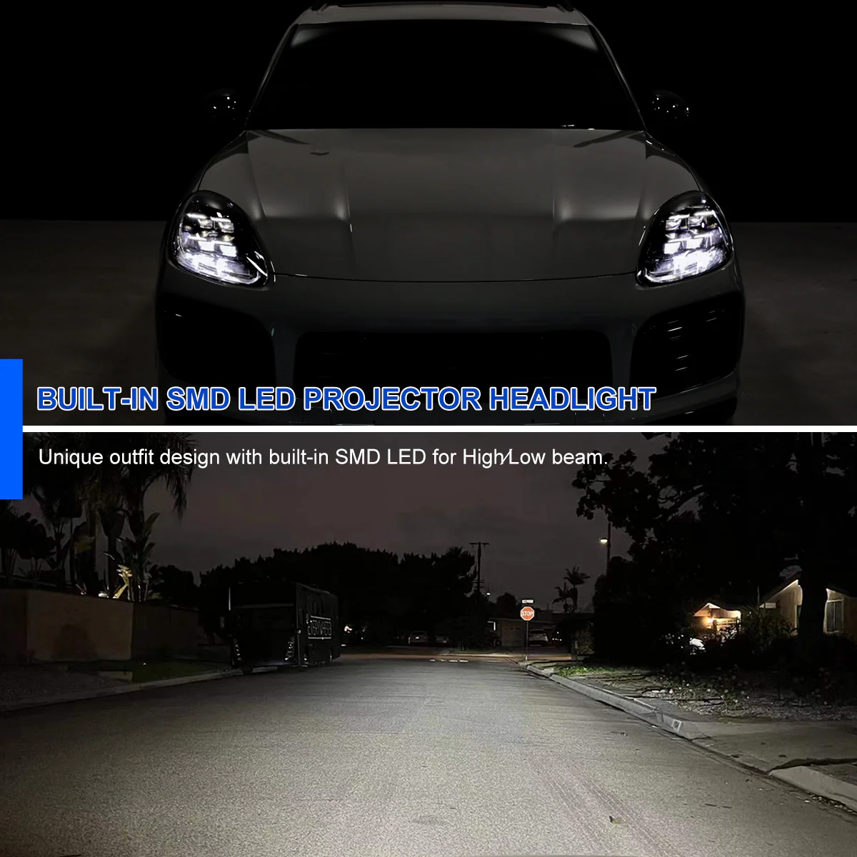 Spec-D Projector Headlights Porsche Cayenne (08-23) 957 & 958 LED Matrix or Quad LED Bar Style - Black - Image 5