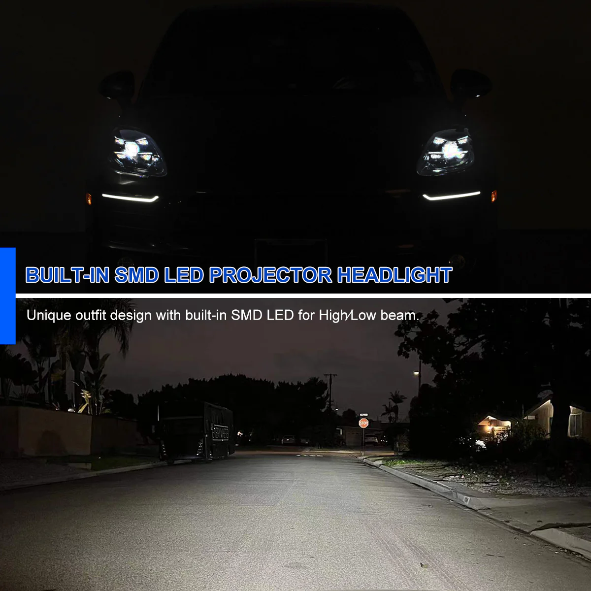 Spec-D Projector Headlights Porsche Macan (15-24) 95B.1 & 95B.2 LED Matrix Style - Black - Image 4