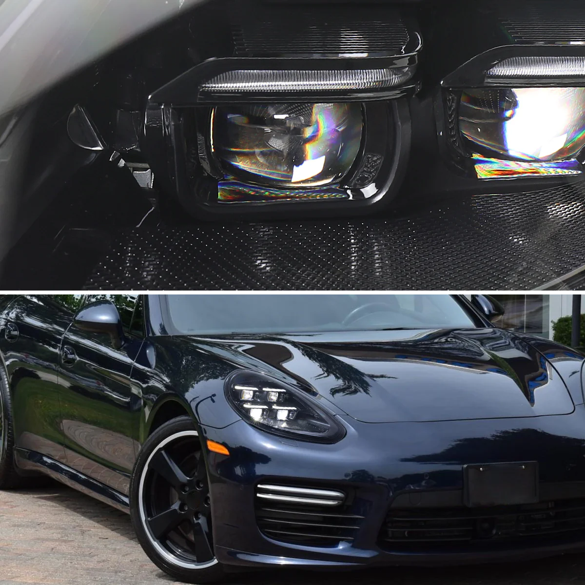 Spec-D Projector Headlights Porsche Panamera (10-22) 970 LED Matrix or Quad LED Bar Style - Black - Image 10