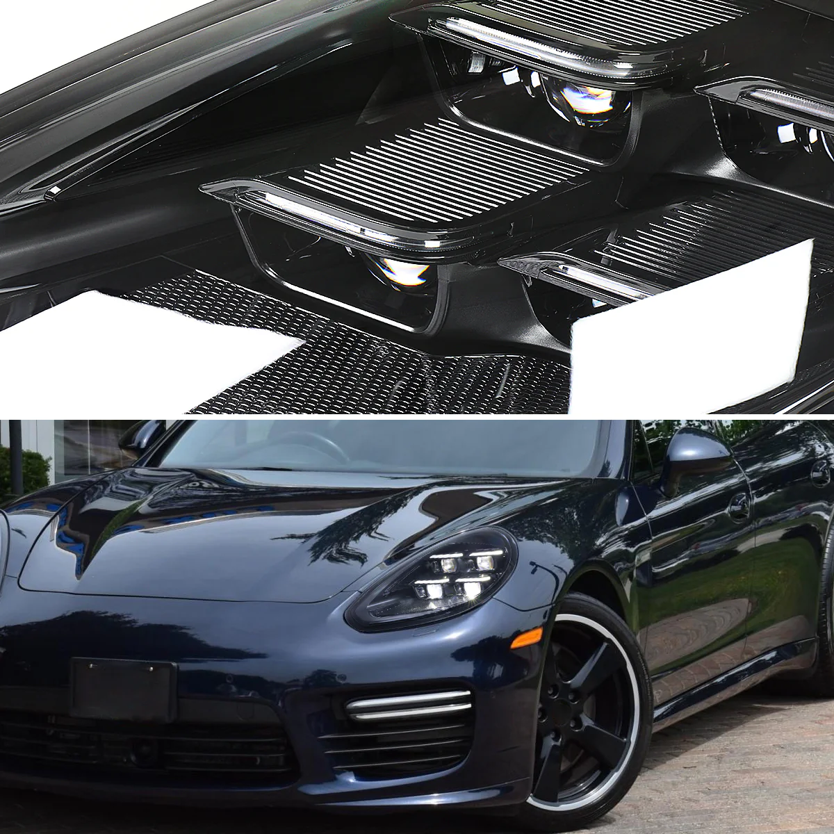 Spec-D Projector Headlights Porsche Panamera (10-22) 970 LED Matrix or Quad LED Bar Style - Black - Image 11