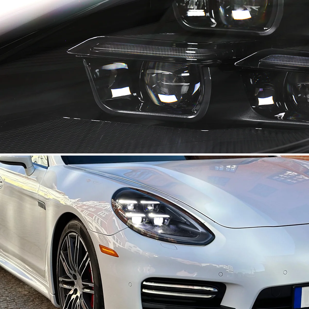Spec-D Projector Headlights Porsche Panamera (10-22) 970 LED Matrix or Quad LED Bar Style - Black - Image 15