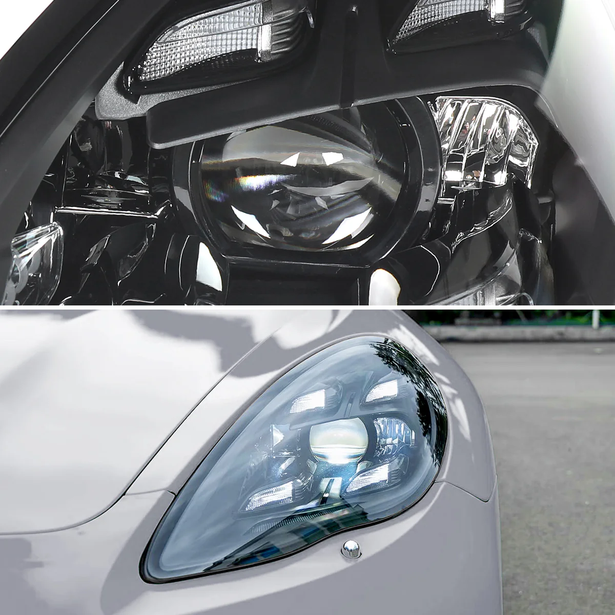 Spec-D Projector Headlights Porsche Panamera (10-22) 970 LED Matrix or Quad LED Bar Style - Black - Image 3