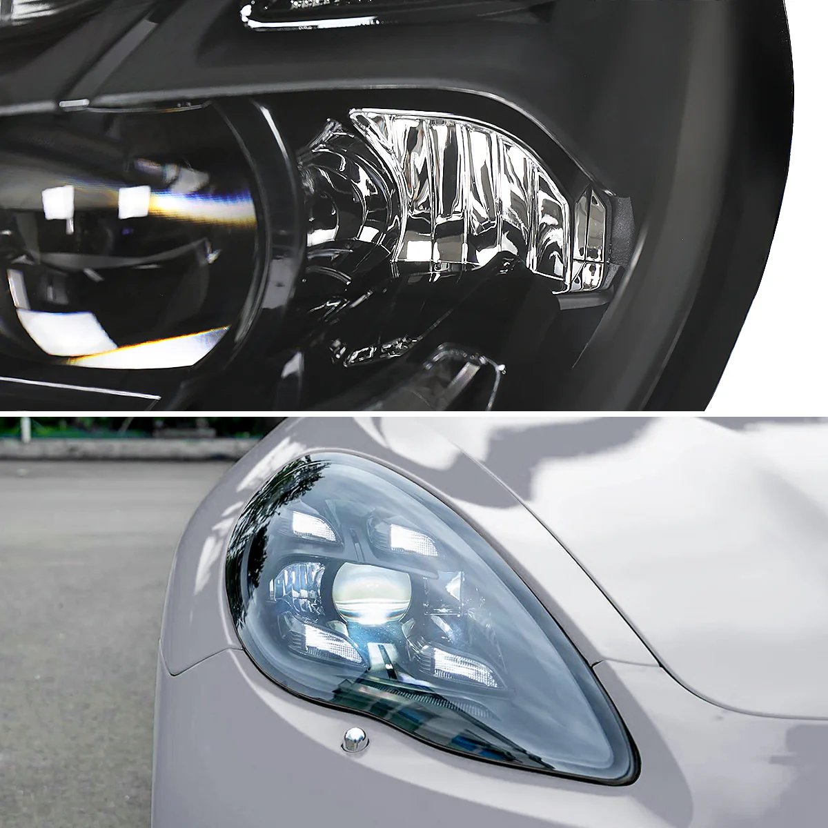 Spec-D Projector Headlights Porsche Panamera (10-22) 970 LED Matrix or Quad LED Bar Style - Black - Image 4