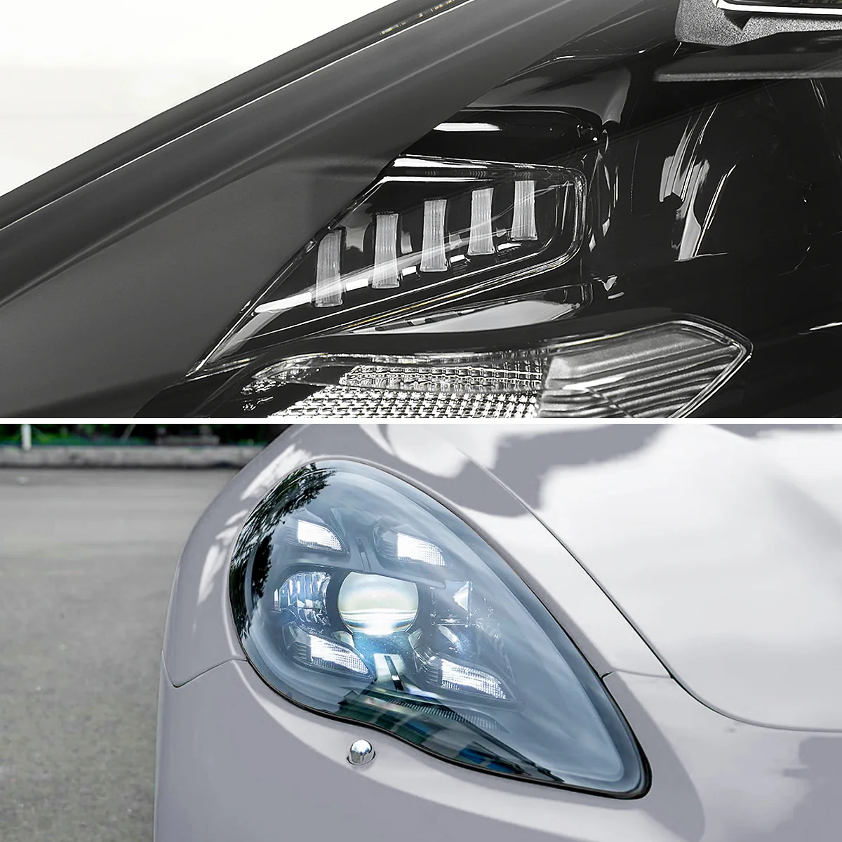 Spec-D Projector Headlights Porsche Panamera (10-22) 970 LED Matrix or Quad LED Bar Style - Black - Image 6