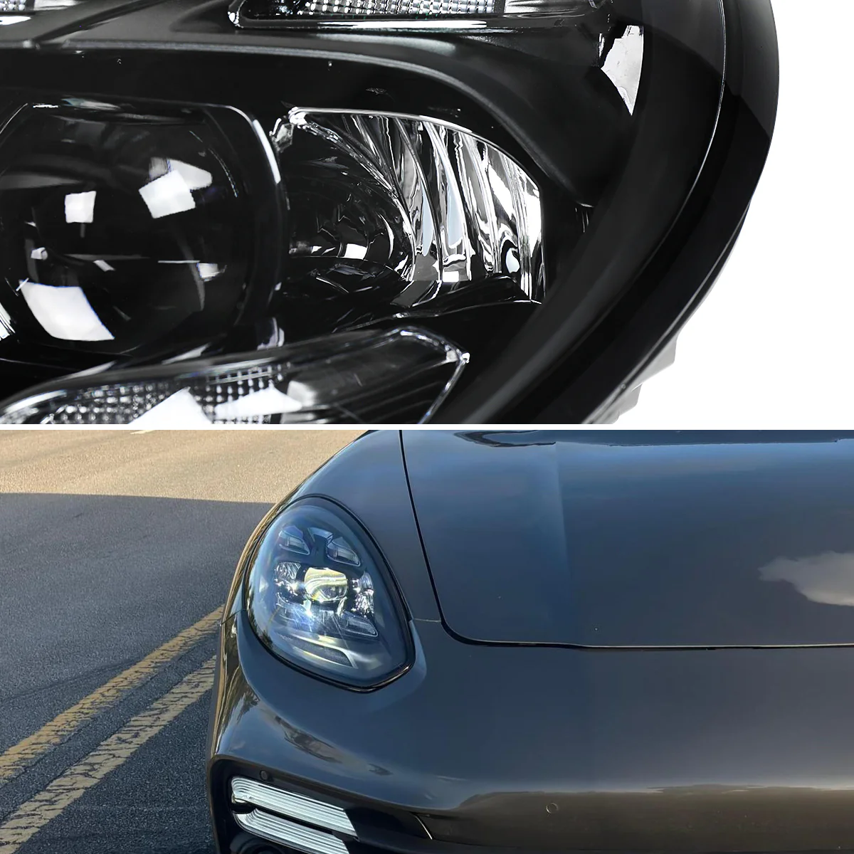 Spec-D Projector Headlights Porsche Panamera (10-22) 970 LED Matrix or Quad LED Bar Style - Black - Image 7
