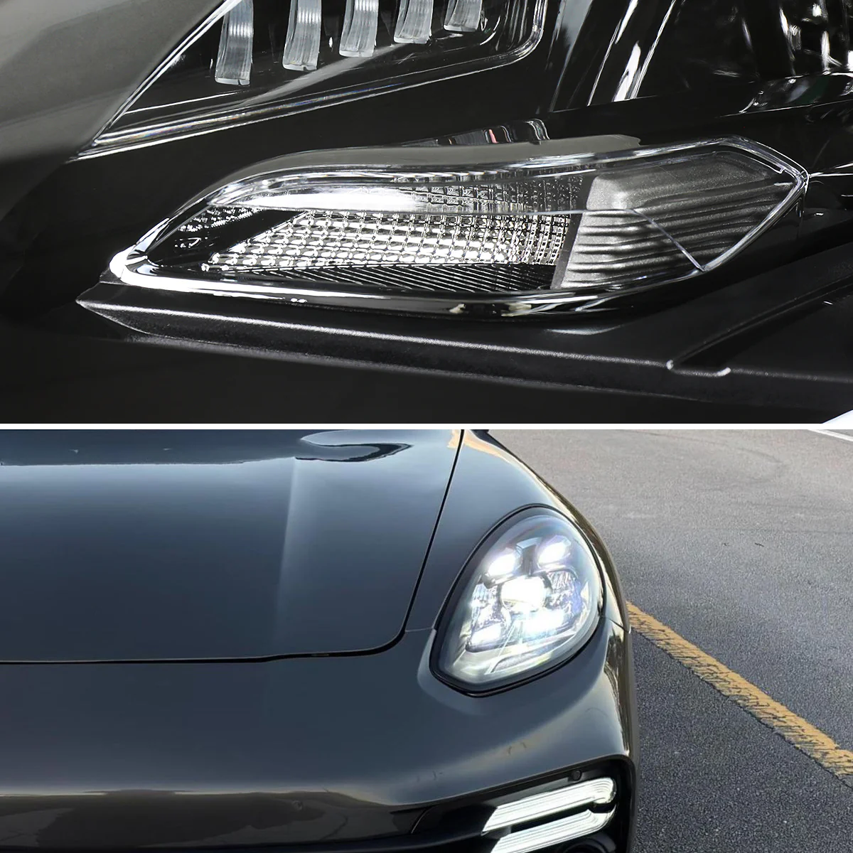 Spec-D Projector Headlights Porsche Panamera (10-22) 970 LED Matrix or Quad LED Bar Style - Black - Image 9