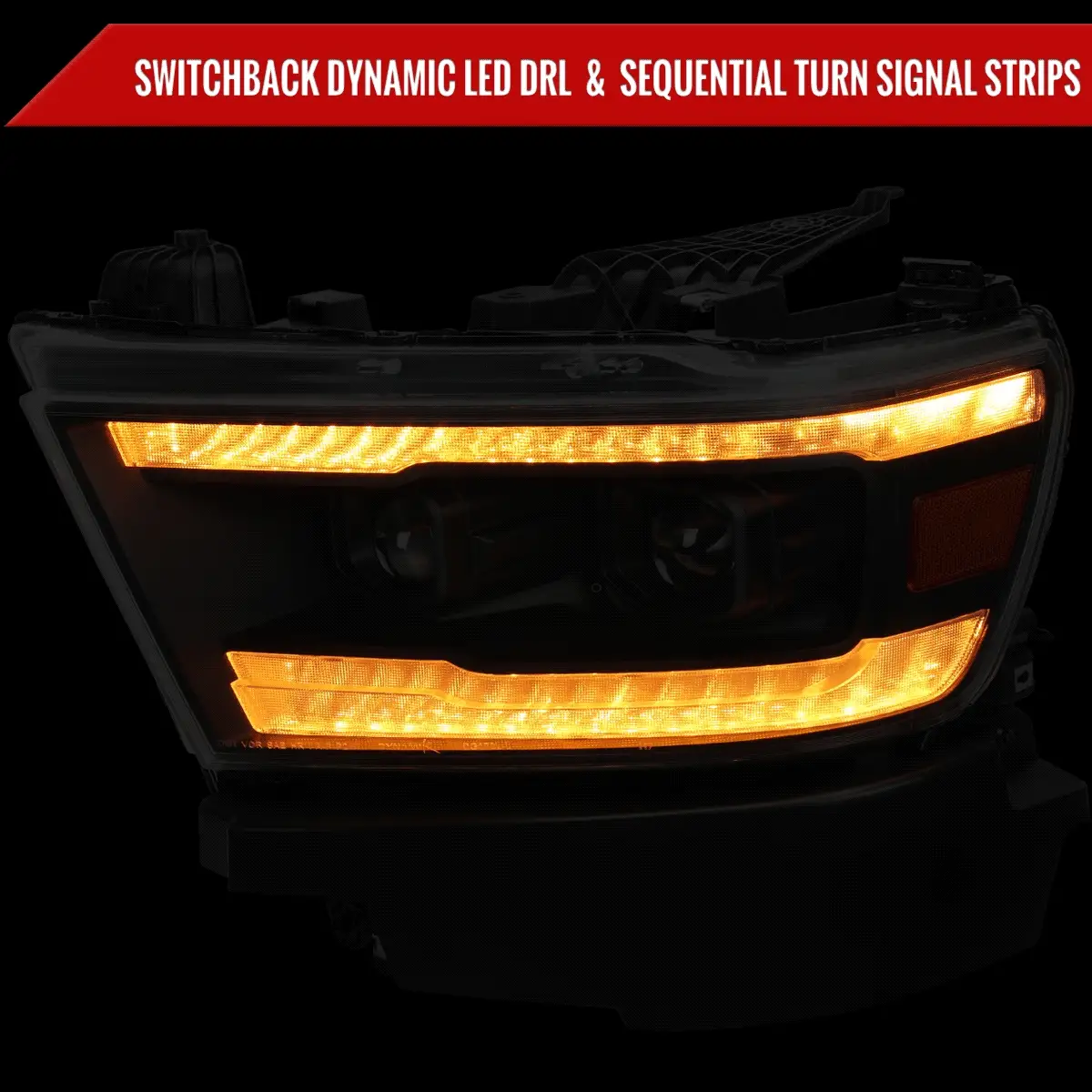 Spec-D Projector Headlights RAM 1500 (19-24) w/ Switchback Sequential Turn Signals - Image 2