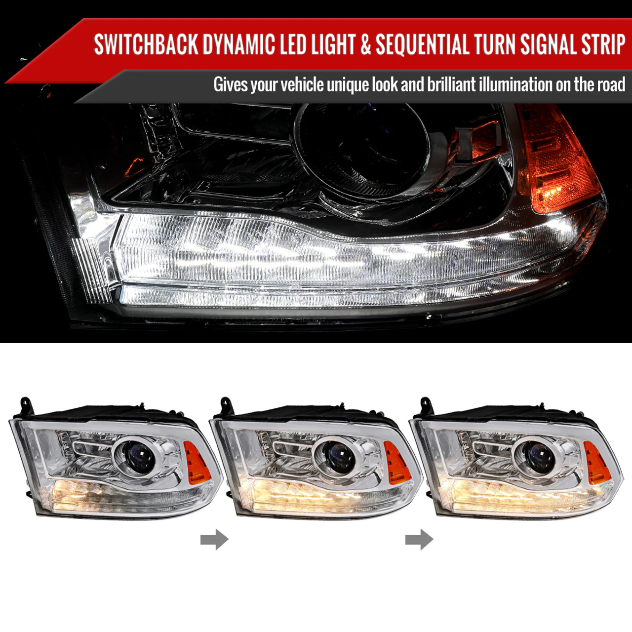 Spec-D Projector Headlights Ram 1500 2500 3500 (2013-2024) with Optional Sequential LED Signal - Image 18