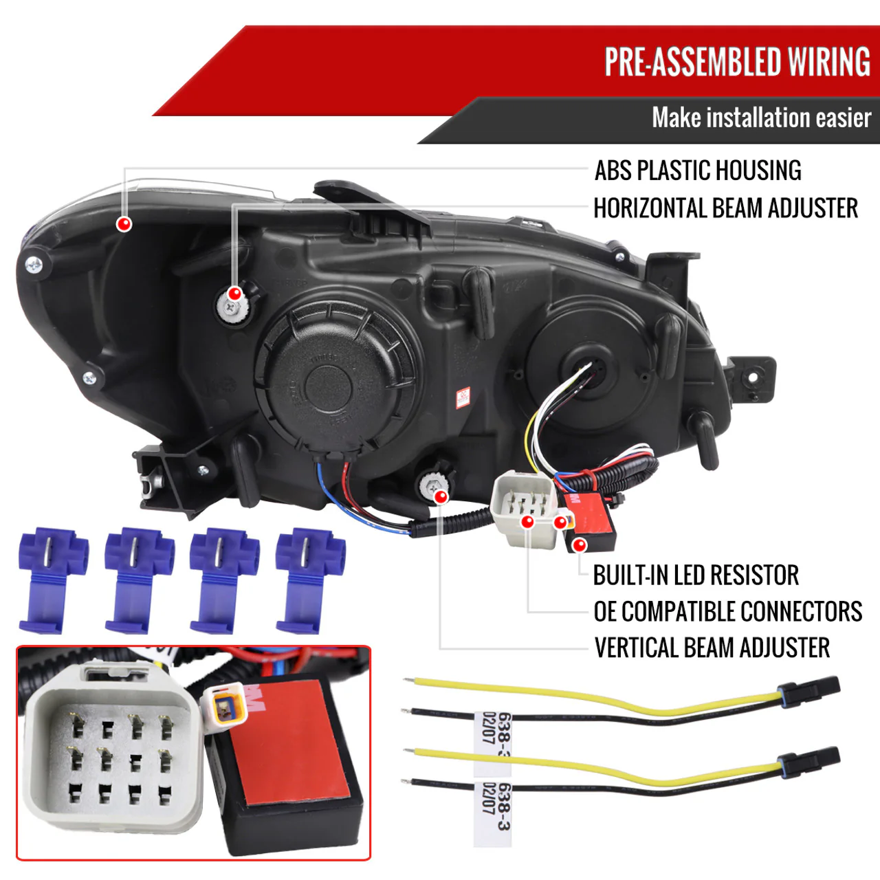 Spec-D Projector Headlights Subaru WRX & WRX STi (2015-2021) Black w/ Sequential Switchback LED DRL - Image 12