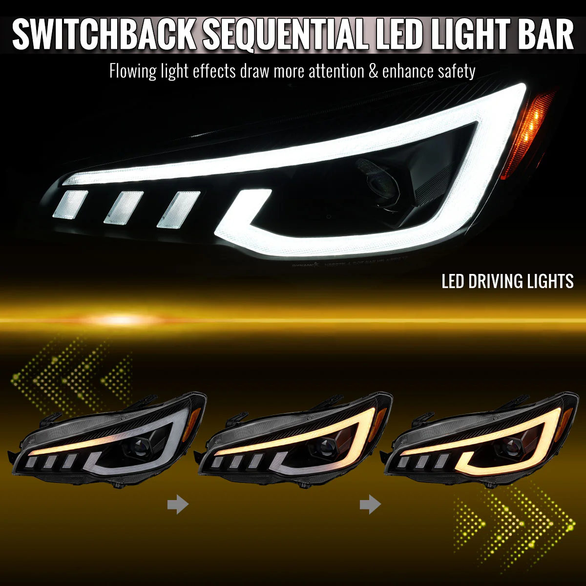 Spec-D Projector Headlights Subaru WRX & WRX STi (2015-2021) Black w/ Sequential Switchback LED DRL - Image 15