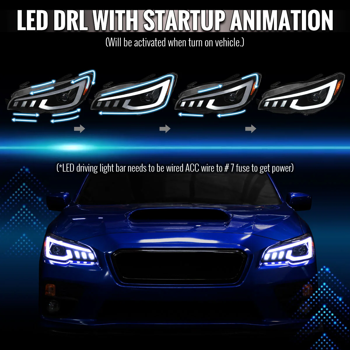 Spec-D Projector Headlights Subaru WRX & WRX STi (2015-2021) Black w/ Sequential Switchback LED DRL - Image 17