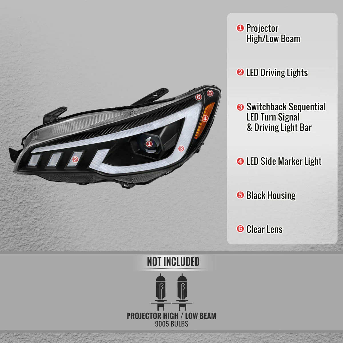 Spec-D Projector Headlights Subaru WRX & WRX STi (2015-2021) Black w/ Sequential Switchback LED DRL - Image 19