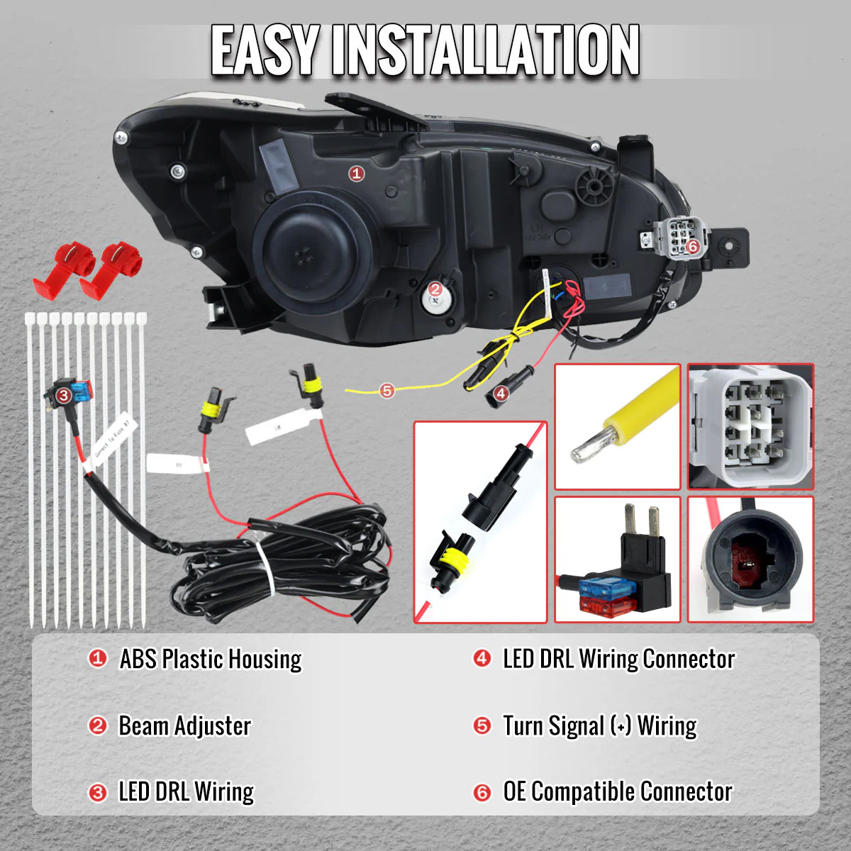 Spec-D Projector Headlights Subaru WRX & WRX STi (2015-2021) Black w/ Sequential Switchback LED DRL - Image 20