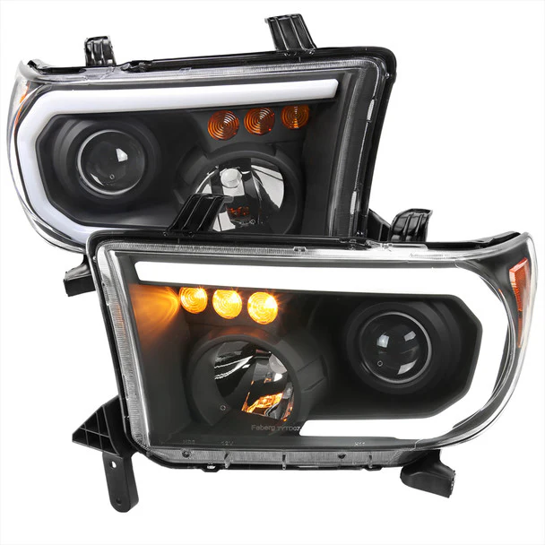 Spec-D Projector Headlights Toyota Sequoia (08-17) w/ Retro Style LED Tube - Black or Chrome - Image 10