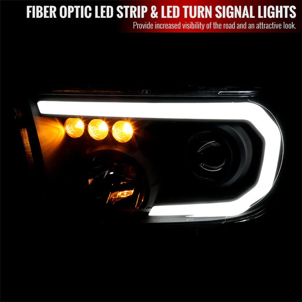 Spec-D Projector Headlights Toyota Sequoia (08-17) w/ Retro Style LED Tube - Black or Chrome - Image 11