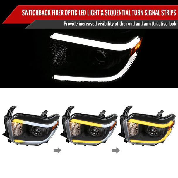 Spec-D Projector Headlights Toyota Tundra (2014-2021) w/ Switchback Sequential Turn Signal LED Bar - Black or Chrome - Image 20