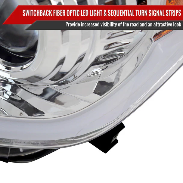 Spec-D Projector Headlights Toyota Tundra (2014-2021) w/ Switchback Sequential Turn Signal LED Bar - Black or Chrome - Image 4