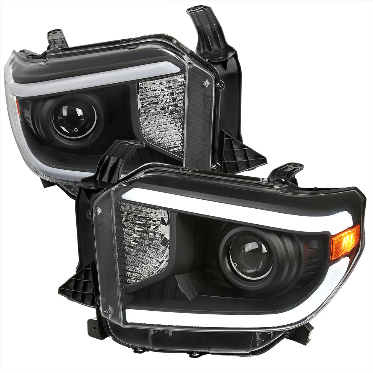 Spec-D Projector Headlights Tundra (14-21) w/ Fiber Optic LED Bar Chrome or Matte Black Housing - Image 11