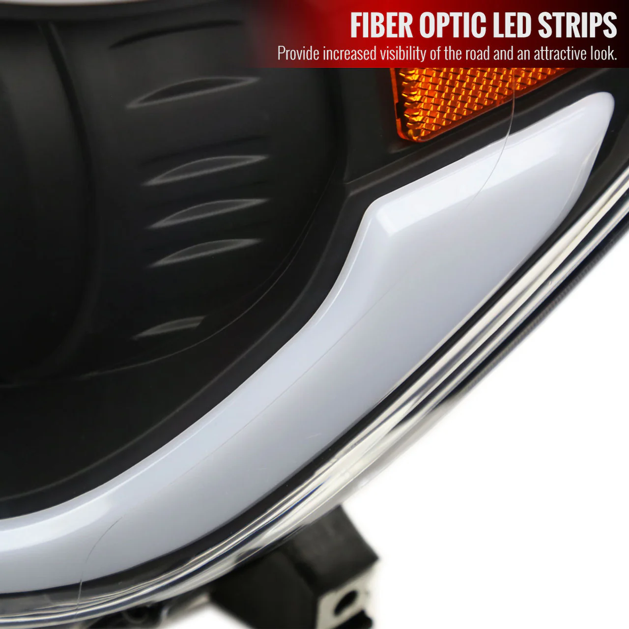 Spec-D Projector Headlights Tundra (14-21) w/ Fiber Optic LED Bar Chrome or Matte Black Housing - Image 14