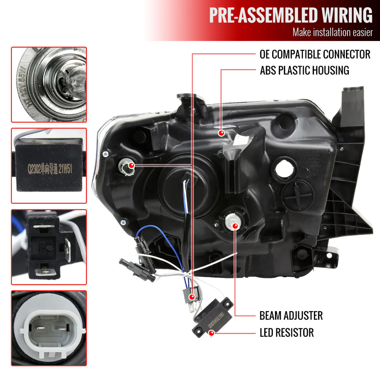 Spec-D Projector Headlights Tundra (14-21) w/ Fiber Optic LED Bar Chrome or Matte Black Housing - Image 17