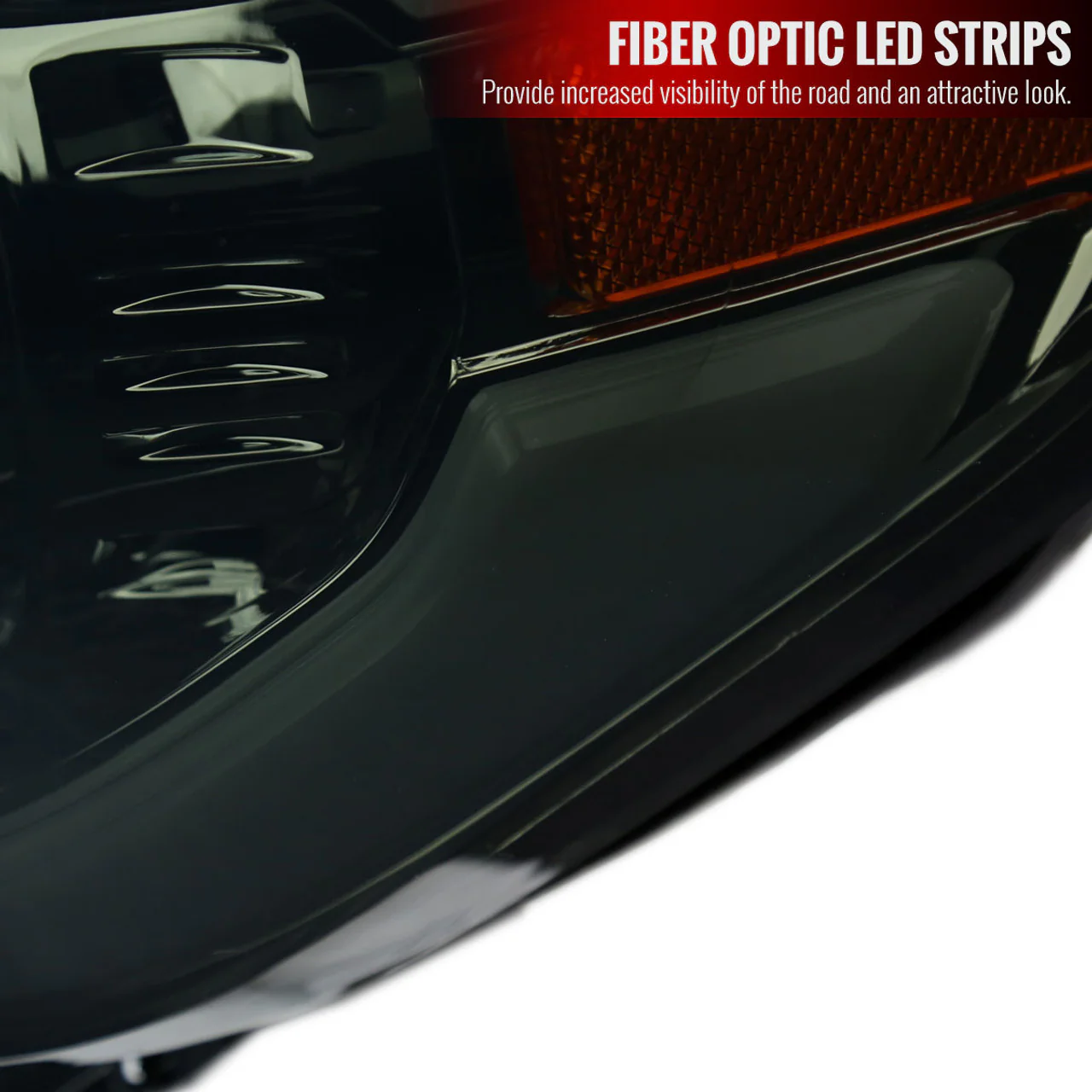 Spec-D Projector Headlights Tundra (14-21) w/ Fiber Optic LED Bar Chrome or Matte Black Housing - Image 4