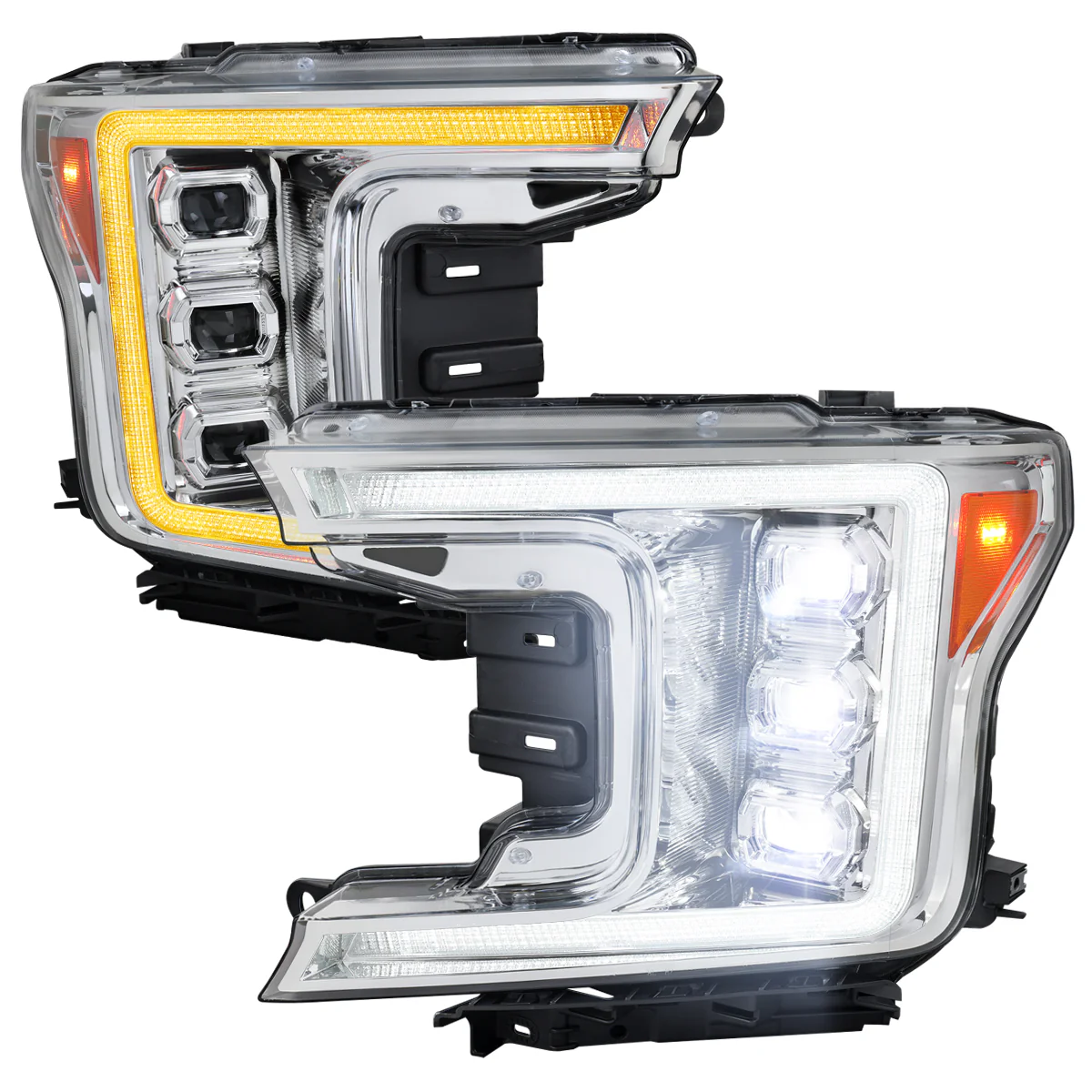 Spec-D Projector LED Headlights for Ford F150 (2018-2020) Sequential Switchback Turn Signals - Clear or Smoked Lens - Image 3