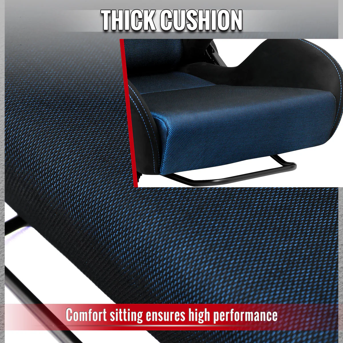 Spec-D Racing Seats (Adjustable & Reclinable) Suede or Leather - Black / Red / Gray - Image 13