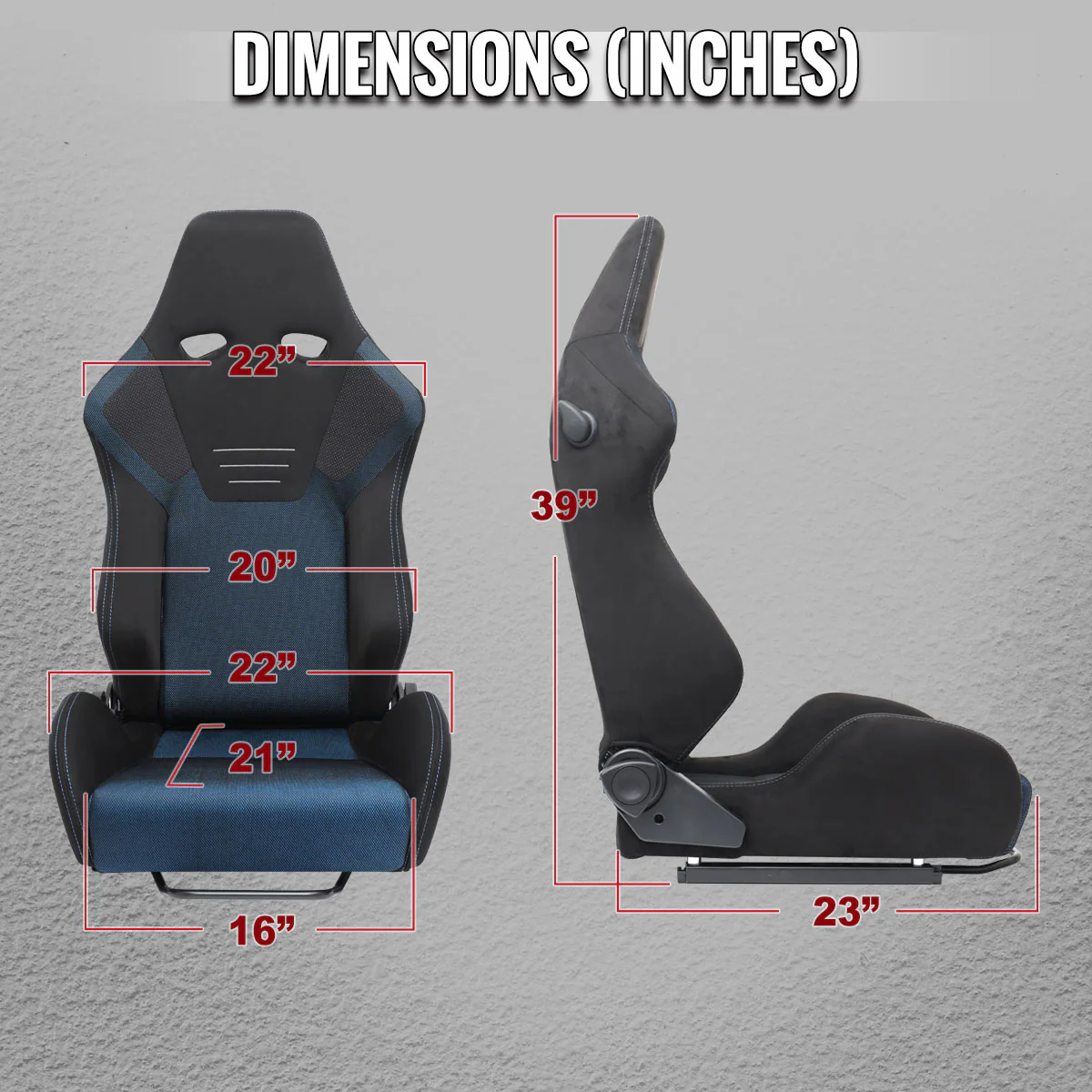 Spec-D Racing Seats (Adjustable & Reclinable) Suede or Leather - Black / Red / Gray - Image 17