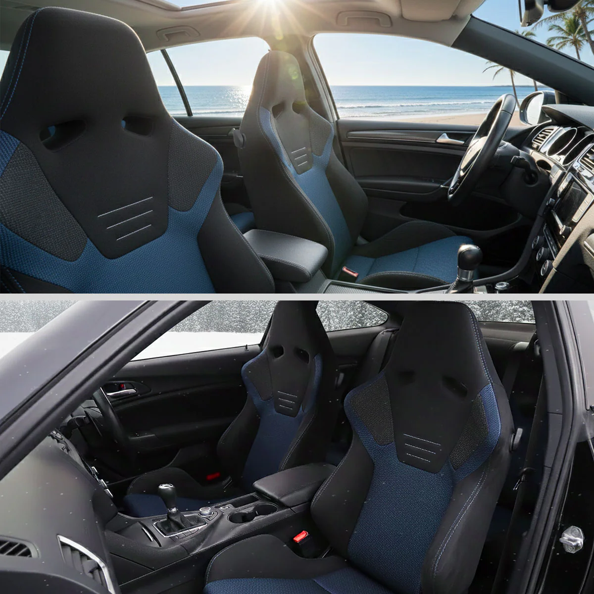 Spec-D Racing Seats (Adjustable & Reclinable) Suede or Leather - Black / Red / Gray - Image 19