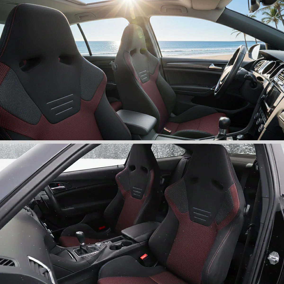 Spec-D Racing Seats (Adjustable & Reclinable) Suede or Leather - Black / Red / Gray - Image 23