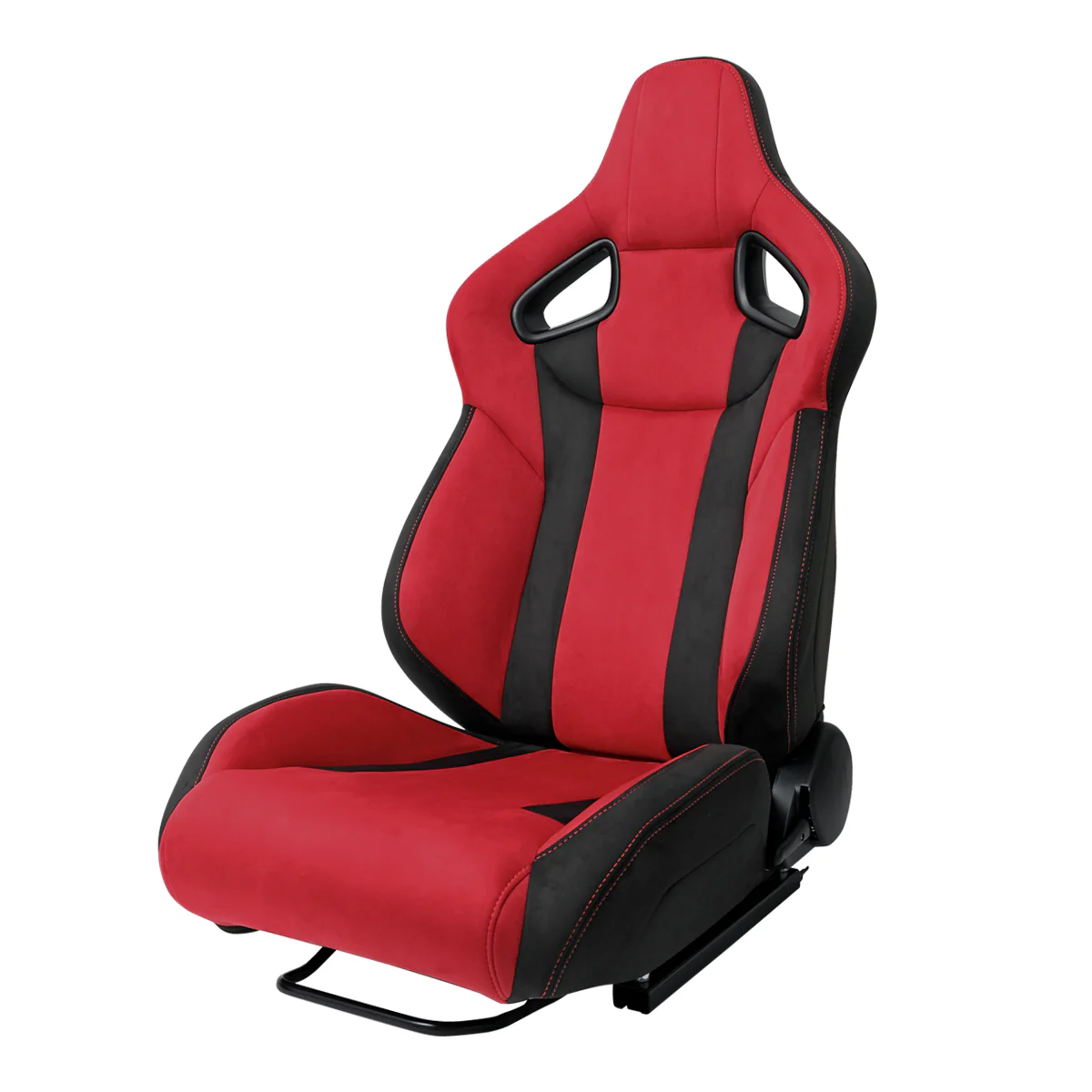 Spec-D Racing Seats FL5 Type R Style (Adjustable & Reclinable) Red & Black Suede
