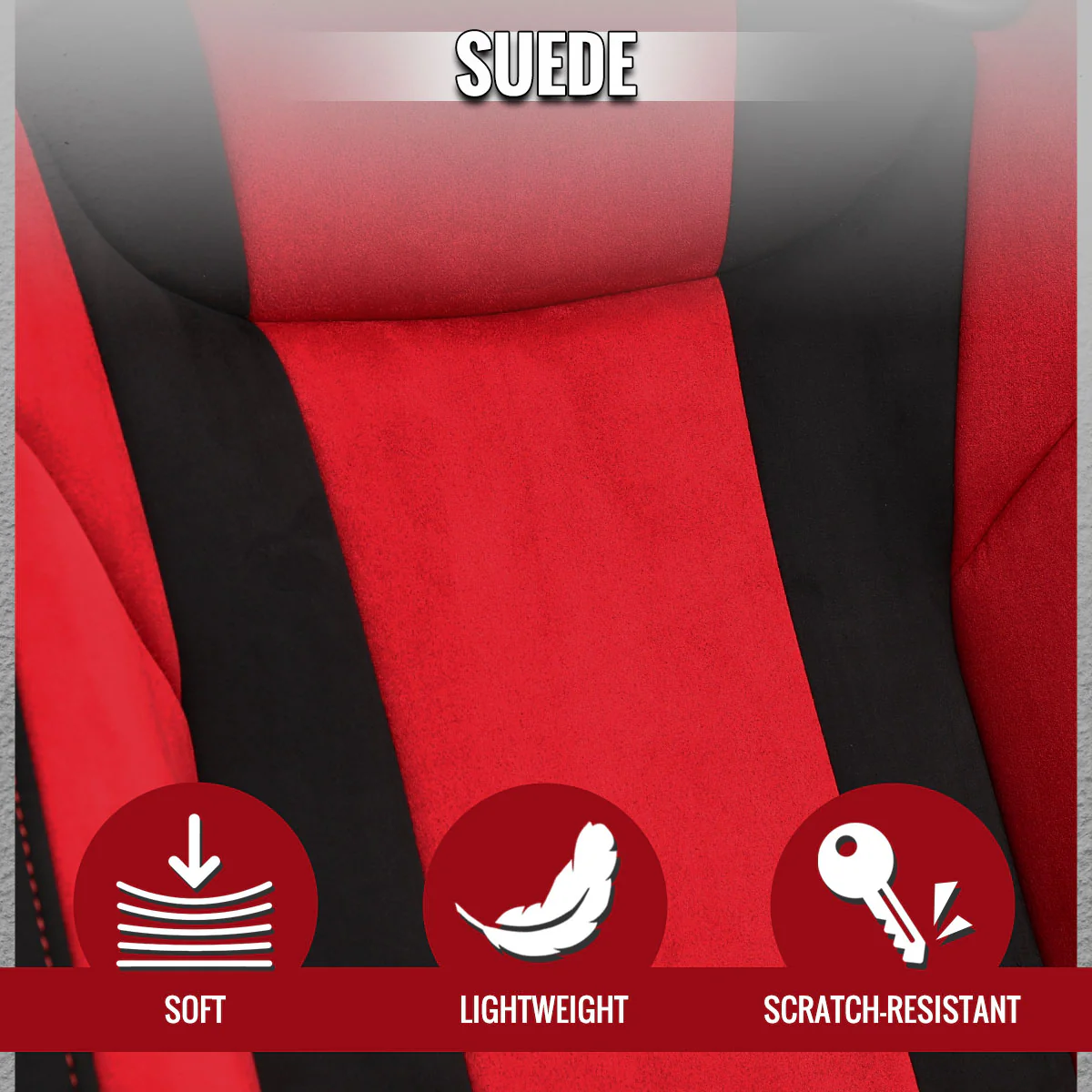 Spec-D Racing Seats FL5 Type R Style (Adjustable & Reclinable) Red & Black Suede - Image 6