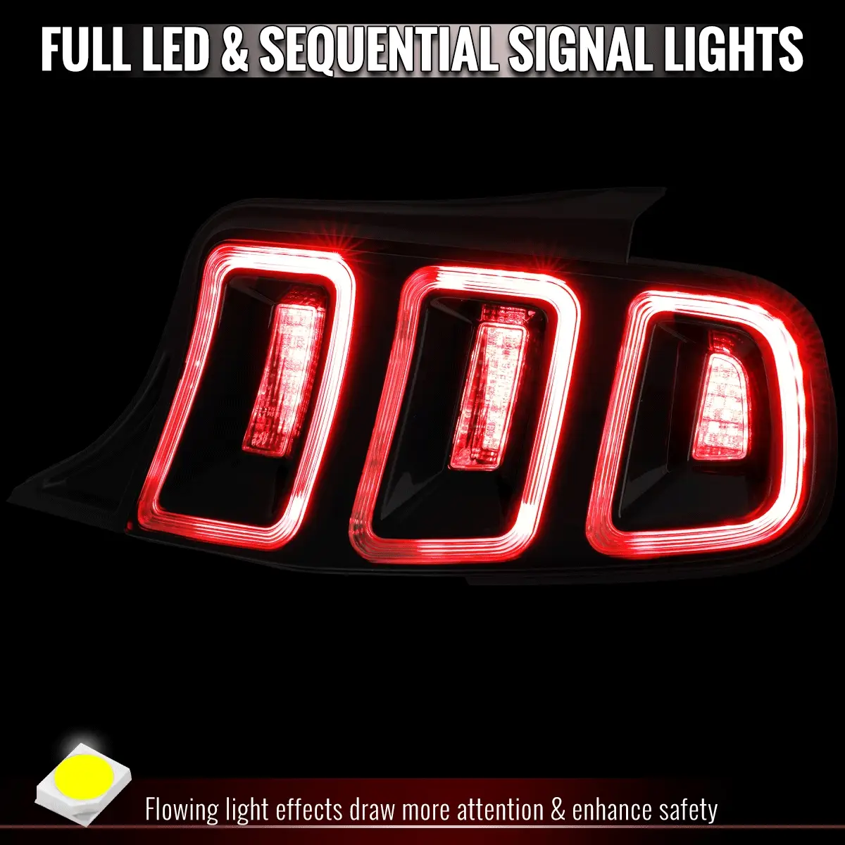 Spec-D LED Tail Lights for Ford Mustang S197 (2010-2014) with Sequential Turn Signals - Clear or Red Lens - Image 5