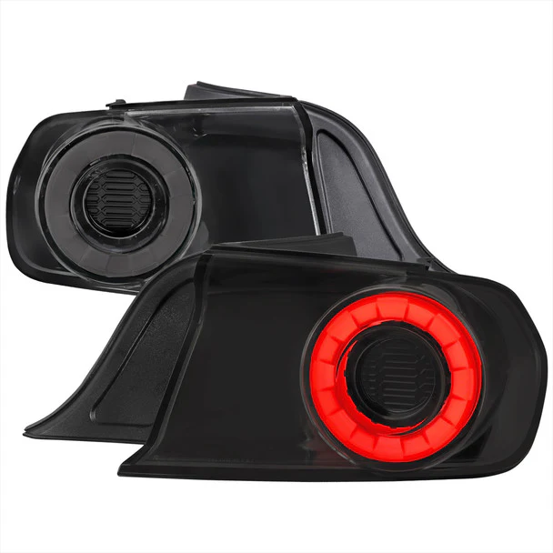 Spec-D Tail Lights Ford Mustang S550 (2015-2022) LED Halo Ring - Black Housing w/ Smoke or Clear Lens