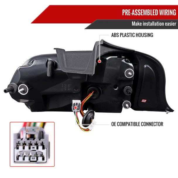 Spec-D Tail Lights Ford Mustang S550 (2015-2022) LED Halo Ring - Black Housing w/ Smoke or Clear Lens - Image 17