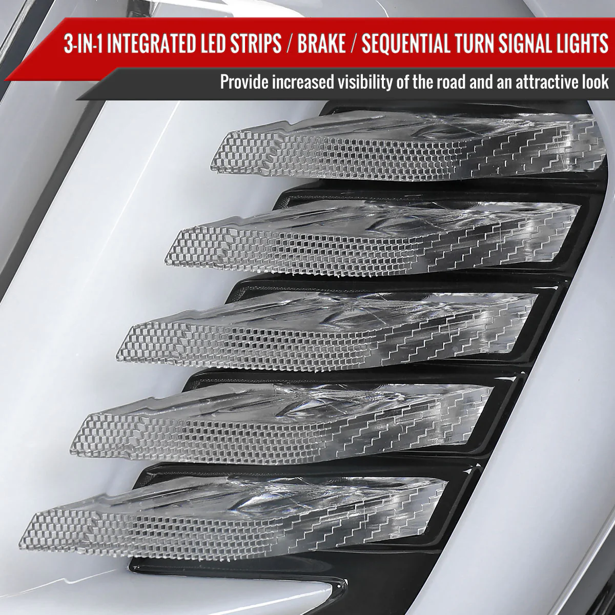 Spec-D Tail Lights Ford Mustang S550 (2015-2023) Sequential Full LED - Clear / Smoked / Red Lens - Image 13
