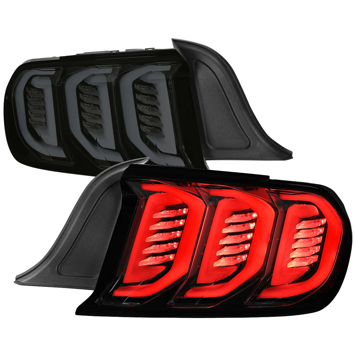 Spec-D Tail Lights Ford Mustang S550 (2015-2023) Sequential Full LED - Clear / Smoked / Red Lens - Image 2