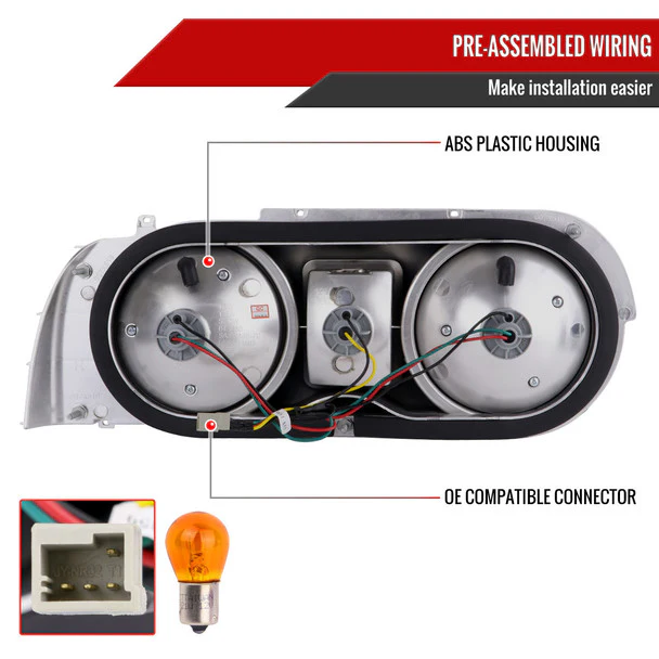 Spec-D LED Tail Lights Nissan Skyline R32 (89-94) R33 (95-98) GT-R, GTS, GTS-T, GTS25T & GTS25 JDM Red Lens - Image 7