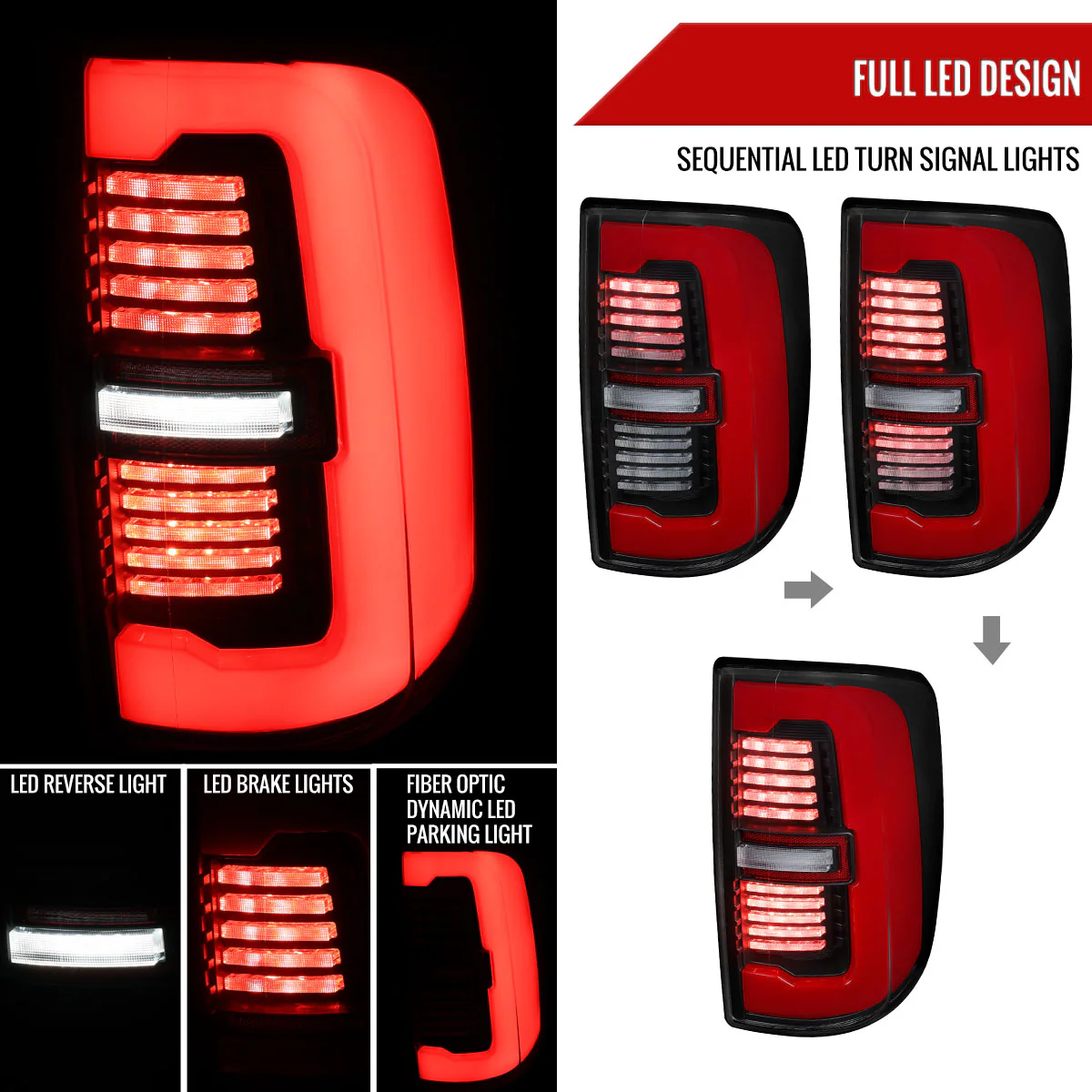 Spec-D Tail Lights RAM 2500 3500 (19-24) Full LED Black or Glossy Black Housing w/ Sequential Turn Signals - Image 16
