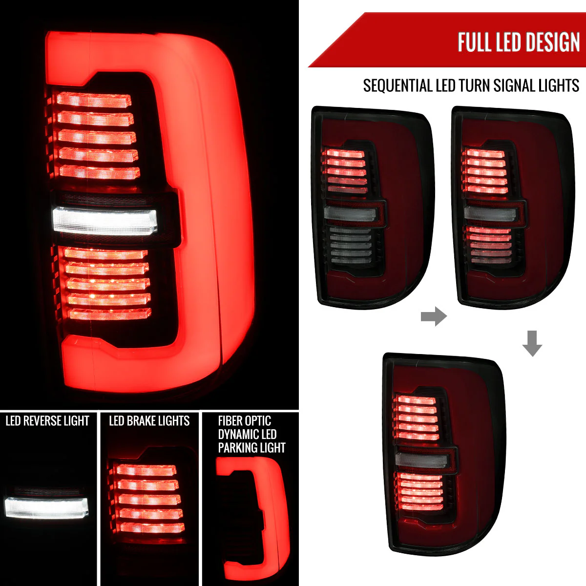 Spec-D Tail Lights RAM 2500 3500 (19-24) Full LED Black or Glossy Black Housing w/ Sequential Turn Signals - Image 25