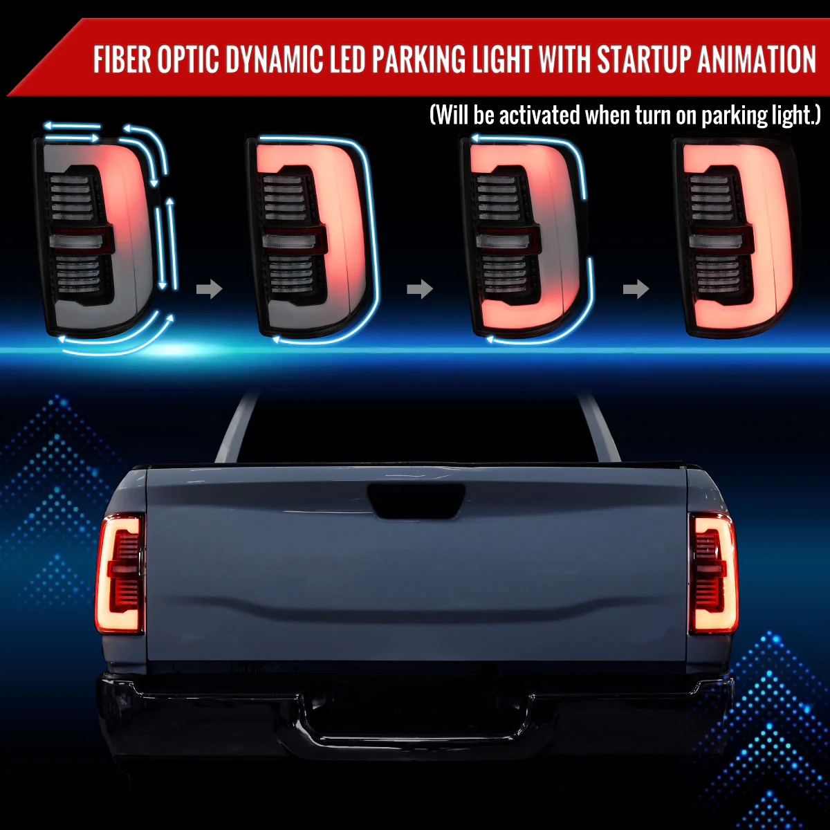 Spec-D Tail Lights RAM 2500 3500 (19-24) Full LED Black or Glossy Black Housing w/ Sequential Turn Signals - Image 3