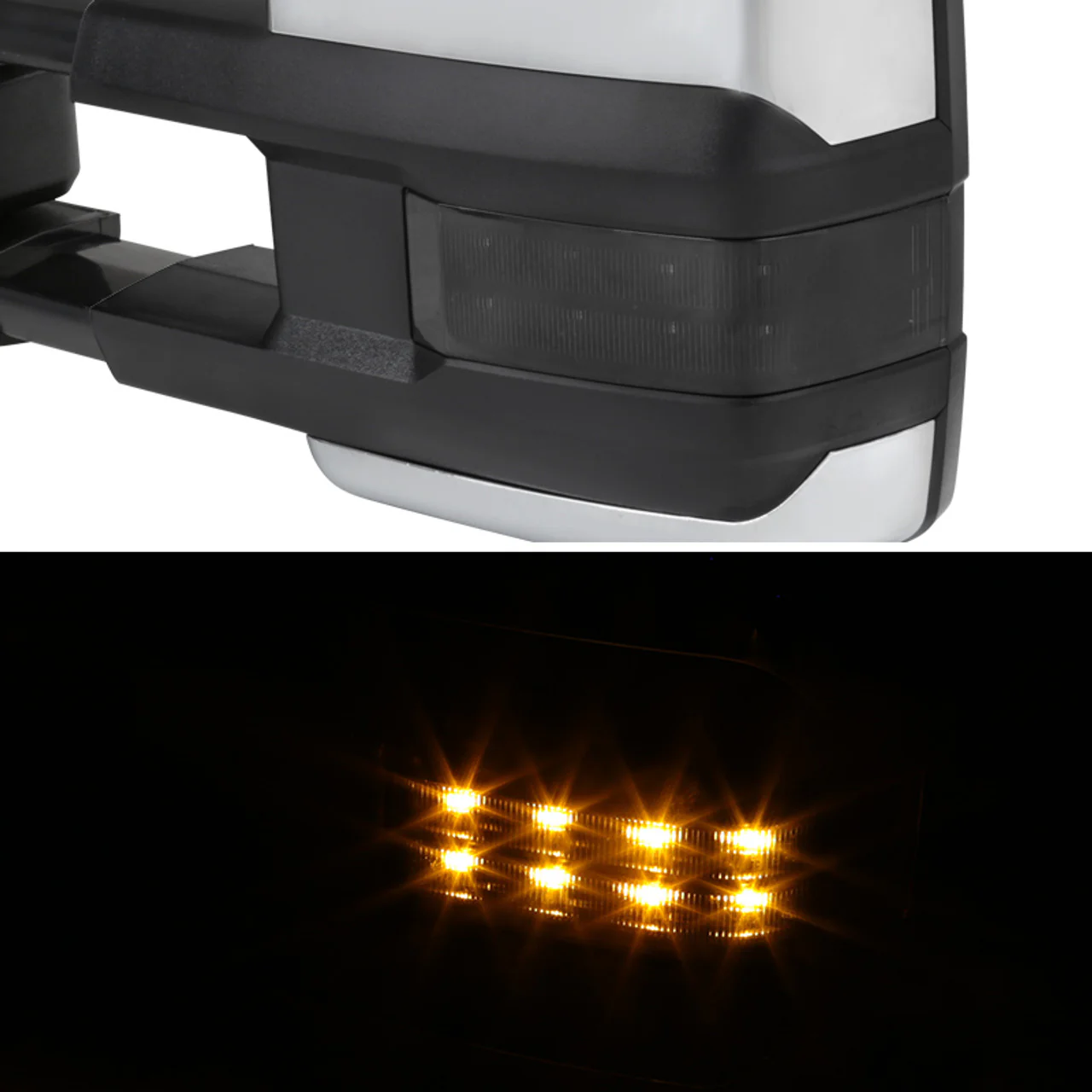 Spec D Towing Mirrors Chevy Silverado 1500 (2014–2018) Power Adjustable w/ LED Turn Signal - Black or Chrome Housing - Image 12