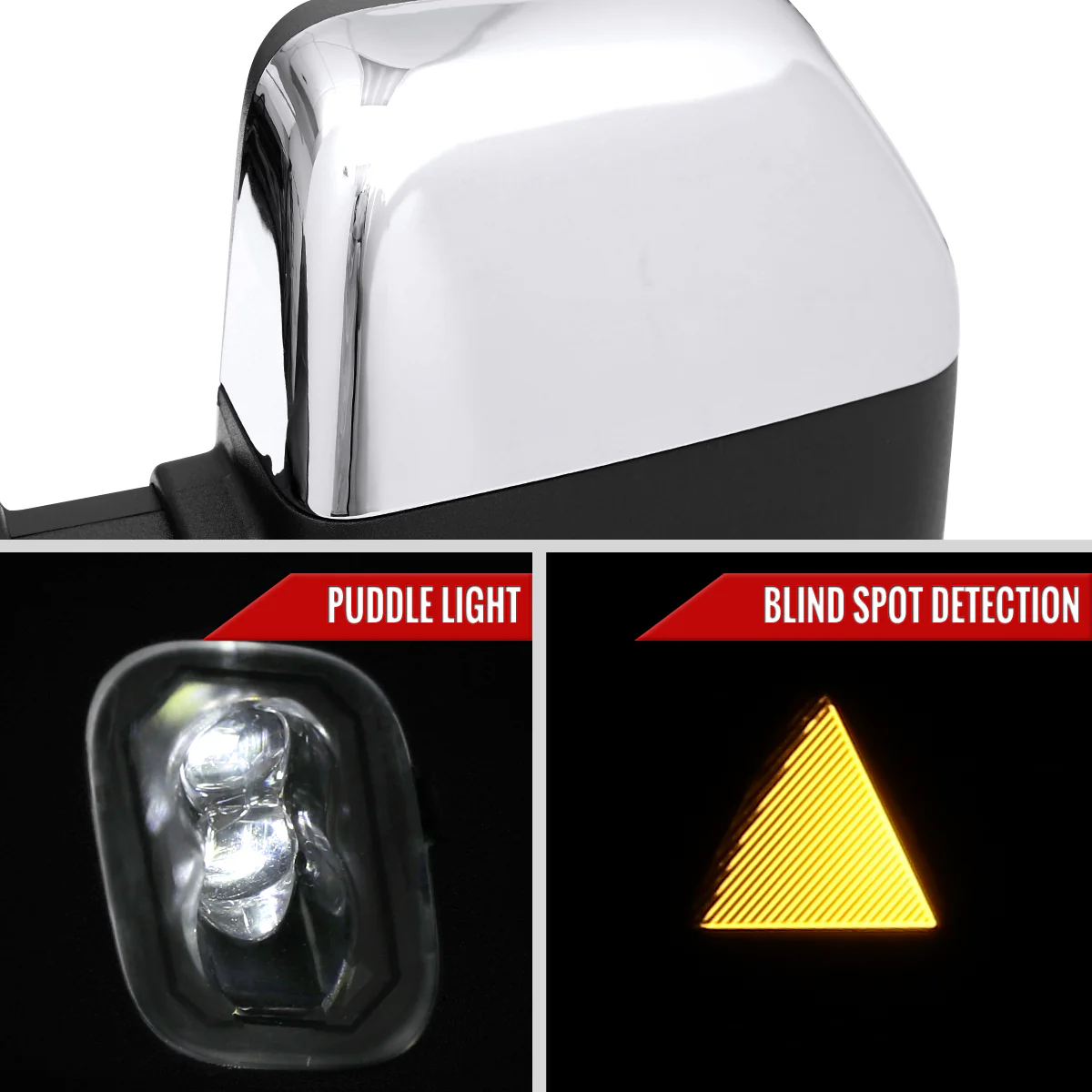 Spec D Towing Mirrors Ford F150 (21-25) F250 (23-25) Manually Extendable w/ Sequential LED Turn Signal in Black or Chrome - Image 9